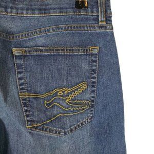 AUTHENTIC Lacoste Alligator Embroidered Womens Flare Jeans Sz 12 MUST SEE!!